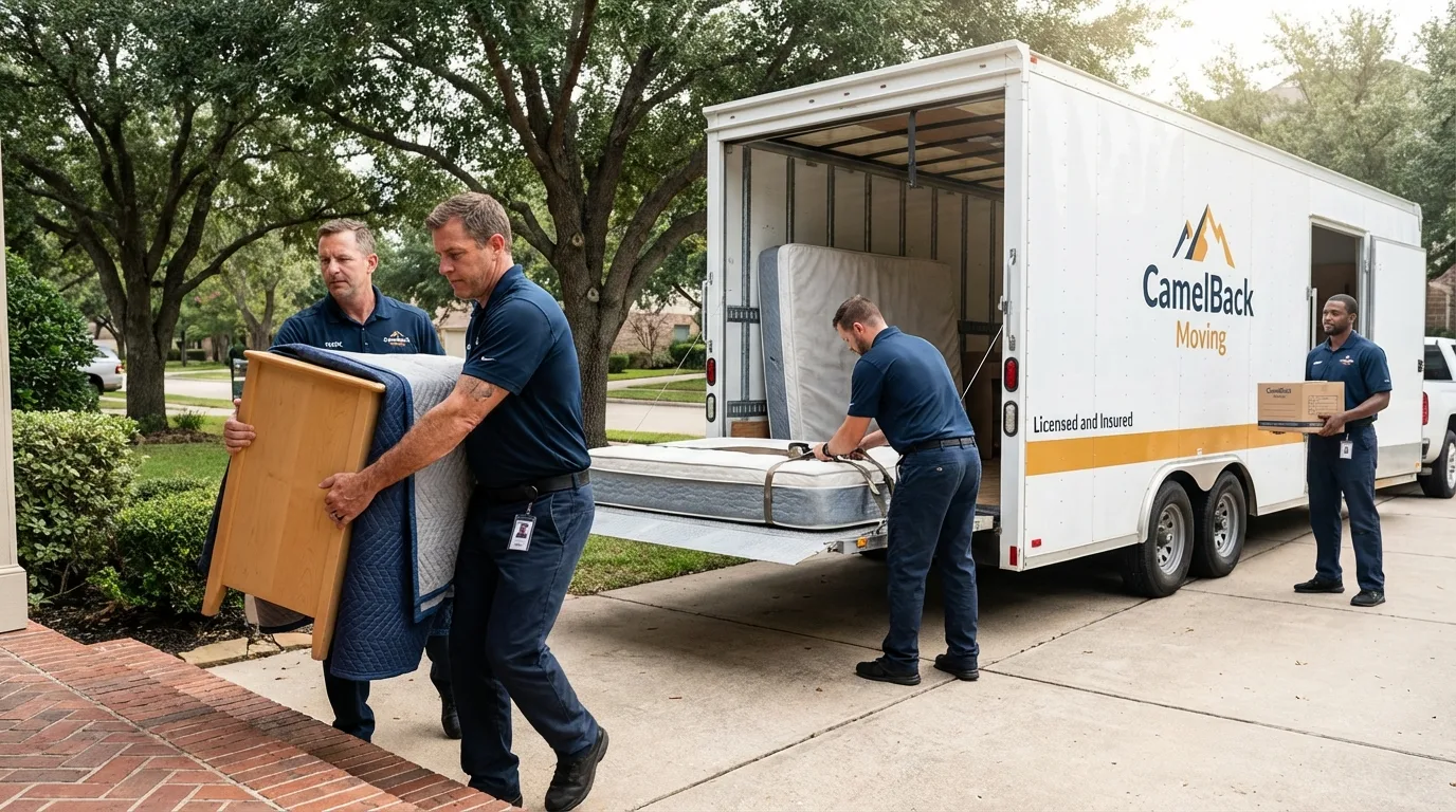 Crew loading residential truck for cross-state move from Sumter, SC